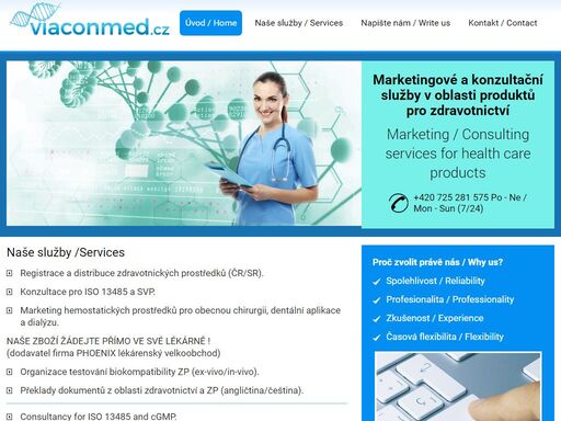 marketingové a konzultační služby v oblasti prdoduktů pro zdravotnictví.