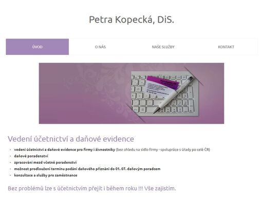 firma petra kopecká, dis. nabízí kompletní vedení účetnictví a daňovou evidenci živnostníků.