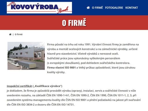 o firmě | www.kovovyrobasimek.cz