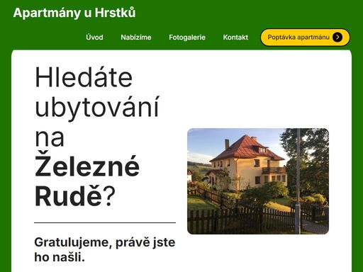 dovolujeme si vám nabídnout pobyt v apartmánech, které se nacházejí v rodinném domě v klidně části železné rudy na šumavě.