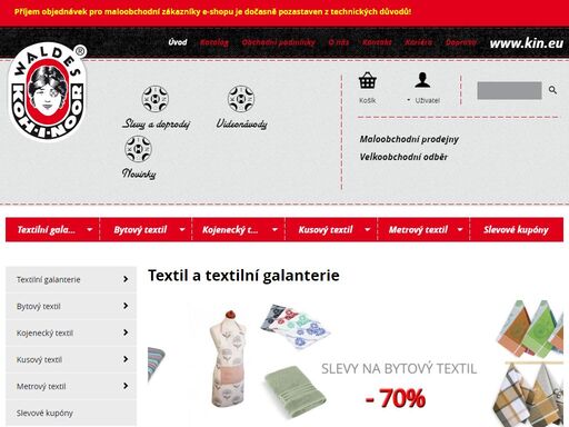 e-shop pro velkoobchodní i maloobchodní nákupy: textilní galanterie, bytový, kojenecký, kusový i metrový textil.