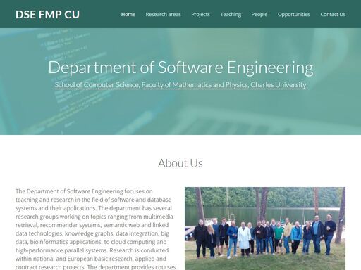 homepage of the department of software engineering, faculty of mathematics and physics, charles university (mff uk) 