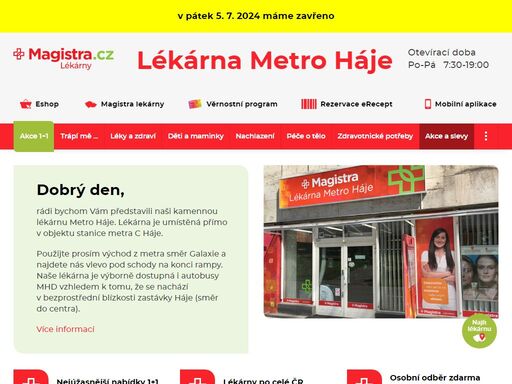 www.lekarnametrohaje.cz