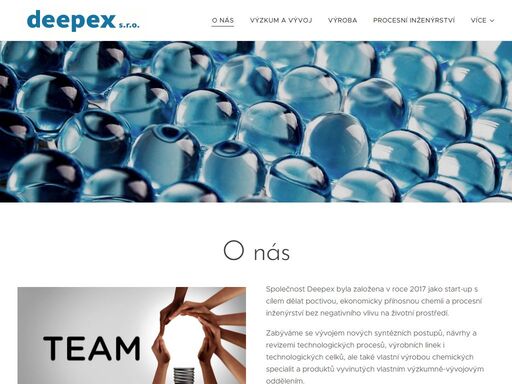 společnost deepex byla založena v roce 2017 jako start-up s cílem dělat poctivou, ekonomicky přínosnou chemii a procesní inženýrství bez negativního vlivu na životní prostředí.