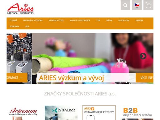 aries, a.s. je výrobní společnost zaměřující se na výrobu a prodej zdravotního kompresivního zboží avicenum a sportovního kompresního zboží royal bay.