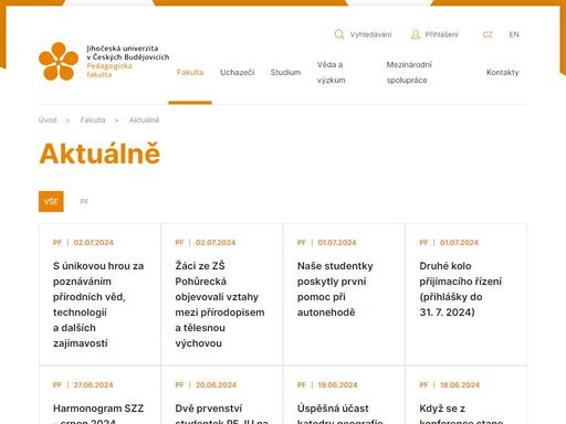 webové stránky pedagogické fakulty jihočeské univerzity