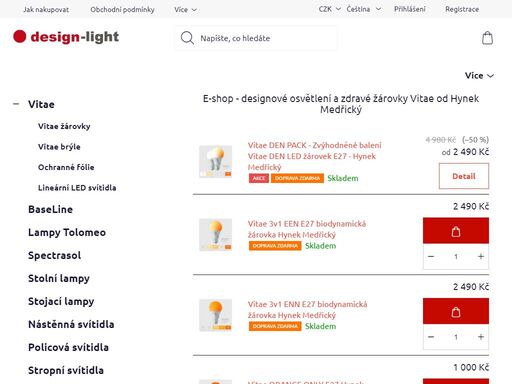 e-shop - designové osvětlení a zdravé žárovky vitae od hynek medřický.          doprava po čr i sr zdarma
