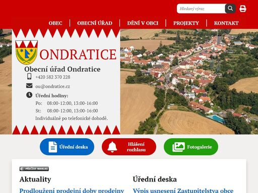 oficiální stránky obce ondratice