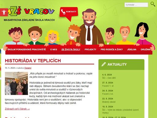 oficiální webové stránky masarykovy základní školy vracov