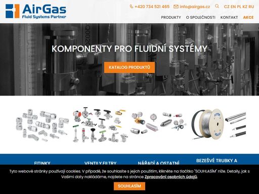 airgas - prodejce komponent pro fluidní systémy.