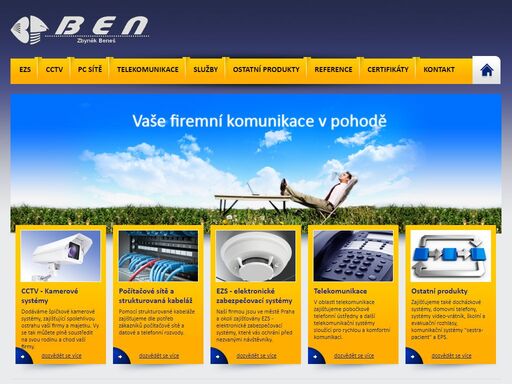 firma zbyněk beneš – ben praha nabízí zabezpečovací systémy, kamerové systémy, telefonní ústředny, počítačové sítě a ezs.