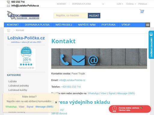 ložiska-polička.cz - kontakt, adresa, otevírací doba a mapa