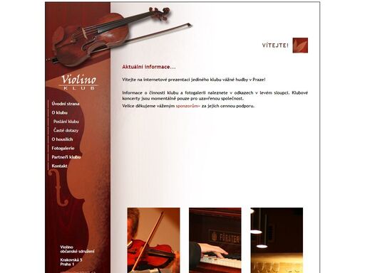violino - komorní klub vážné hudby v centru prahy