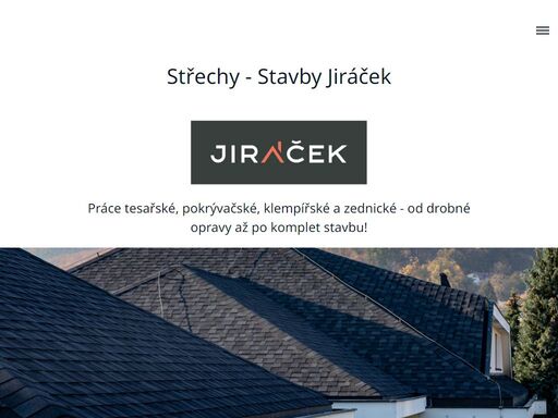 střechy jiráček, firma se zabývá rekonstrukcí střech a zednickými pracemi.