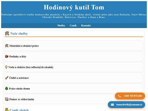 hodinový manžel pro kyjov, bučovice, nesovice, hodonín, uherské hradiště a okolí. opravy, montáže i instalace. spolehlivá pomoc pro váš domov.