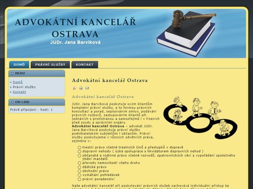advokátní kancelář ostrava judr. barvíková působí v oblasti trestní právo, obchodní právo, dědické právo, občanské a rodinné právo