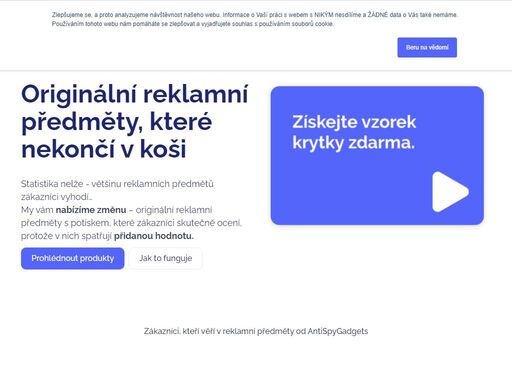 odlište se od konkurence a darujte originální reklamní předměty, který díky své praktičnosti neskončí v koši. poskytují dokonalou ochranu soukromí a proto je zákazníci ocení.