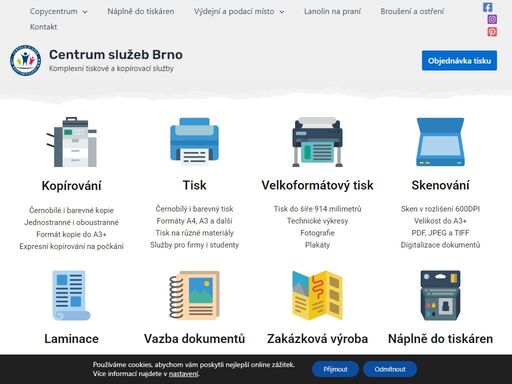 copycentrum - kopírování a tisk, prodej náplní do tiskáren, výdejní místo zásilkových společností. centrum služeb brno - banskobystrická 37b