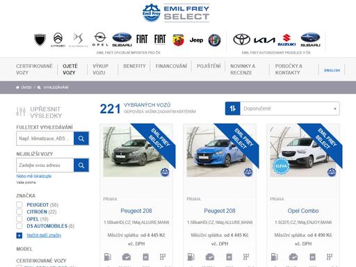 peugeot ojeté vozy vozy k prodeji peugeot