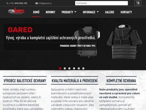 gared s.r.o. | vývoj, výroba a kompletní zajištění balistických, taktických, protiúderových a dalších ochranných prostředků. pomáháme chránit životy již od roku 1992.