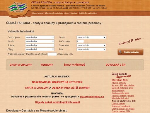 česká pohoda - pohodová dovolená v čechách - v chatách, chalupách a rodinných penzionech na českém venkově