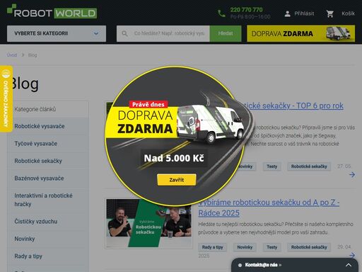 robot world - značkový specializovaný obchod nabízející robotické vysavače, bazénové vysavače, robotické čističe, bezdotykové pomocníky a další....