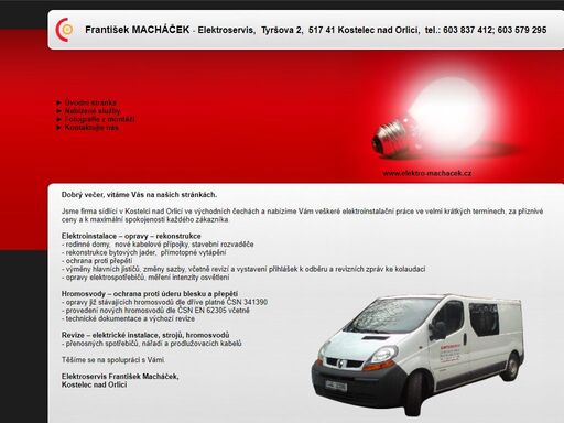 firma z kostelce nad orlicí jenž nabízí kompletní elektroservis.