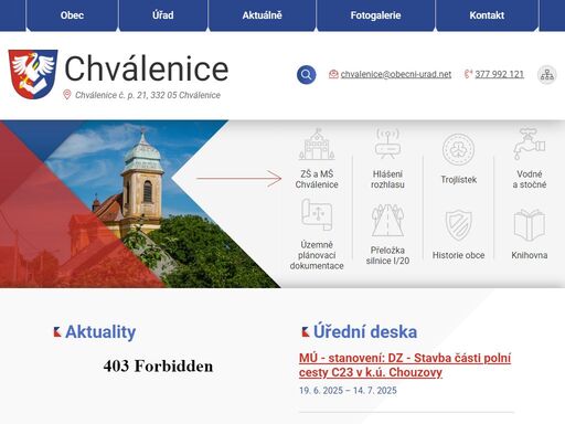 oficiální stránky obce chválenice