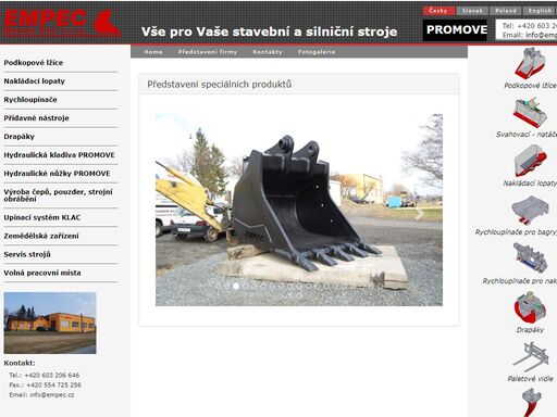 přídavná zařízení pro stavební a silniční stroje, bagr, buldozer, rýpadlo, nakladač, lžíce, lopata, lopaty, nakládací lopaty, podkopové lopaty, paletové vidle, rozrývací hák, rychloupínač, drapák, čepy, pouzdra. servis stavebních strojů, stavební stroj 