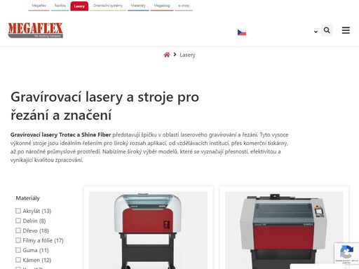 špičkové gravírovací lasery trotec a shine fiber od megaflex.cz, ideální pro průmyslové i kreativní aplikace. ideální pro všechny typy materiálů.