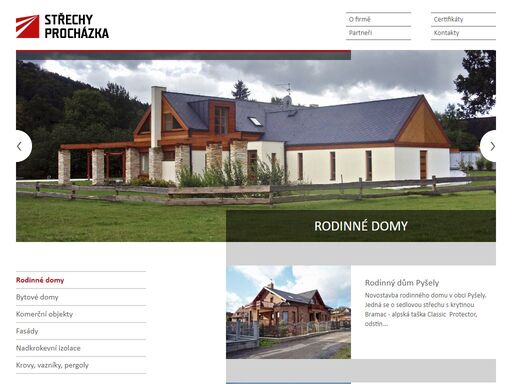 rekonstrukce a novostavby šikmých i plochých střech, montáže a opravy krovů, instalace tradičních fasádních prvků (okenní parapety, římsy, nadokenníky, okapové žlaby a svody) i montáže odvětraných fasád (měděné, titanzinkové, cembonit, cetris).