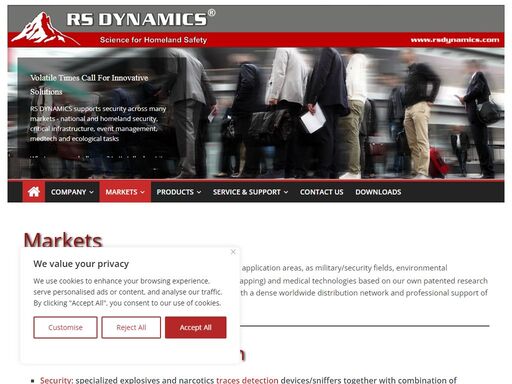 rs dynamics is initiative explosives trace detection that offers customer oriented solutions in several application areas, as earth science military/security fields, environmental applications and groundwater contamination mapping. our company worldwide distribution network.