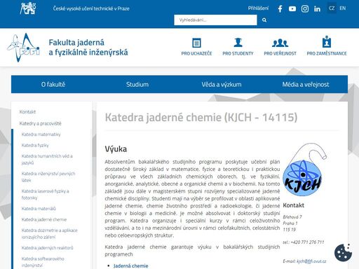 fakulta jaderná a fyzikálně inženýrská, české vysoké učení technické v praze