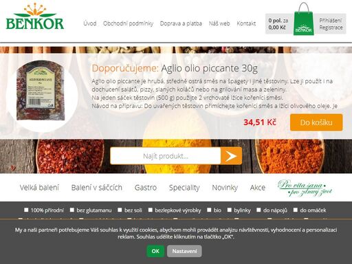 eshop firmy benkor - u nás nakoupíte koření a kořenící směsi pohodlně a výhodně. široký výběr klasických druhů koření i exotických směsí.