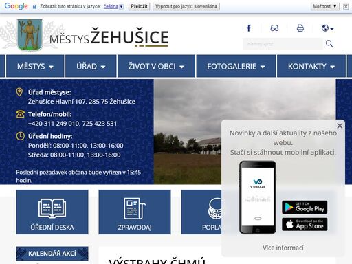 oficiální stránky městyse žehušice