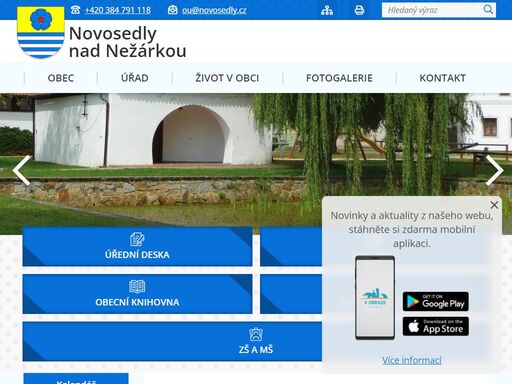oficiální stránky obce novosedly nad nežárkou