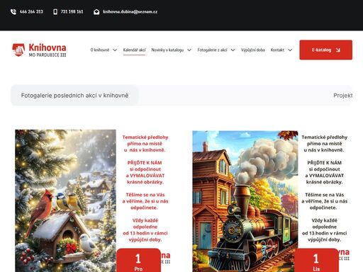 knihovna dubina 

knihy jsou pro lidi tím, čím jsou pro ptáky křídla.
john ruskin otevírací doba nově přidané knihy    

zavolejte nám: +420 466 264 313, +420 731 198 161         otevírací doba aktuální dění v knihovně   

zavolejte nám: +420 466 264 313