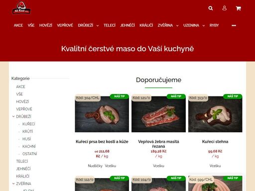 homepage.  
e-shop s kvalitním masem až k vám do kuchyně!
  
doprava zdarma od 700,- kč
 objednávky vám zavezeme druhý den dopoledne, vyjma výrobků na objednávku. 
 
zavážíme celou prahu a blízké okolí
 
máte zájem i o jiné výrobky nebo si nejste jisti jestli k vám zavážíme? dejte nám vědět na
 info@mdmaso.cz…