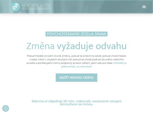 petr moos a jeho psychoterapie zcela jinak! změna vyžaduje odvahu a tak, pokud váháte, neváhejte a ozvěte se...