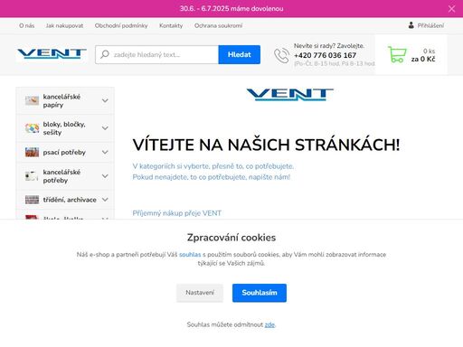 vent - dodavatel kancelářských potřeb