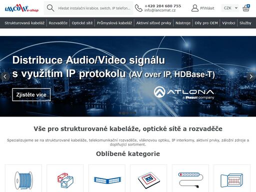 prodej materiálu pro instalace strukturované kabeláže, optických sítí a rozvaděčů. distributor produktů leviton, conteg, panduit a solarix.