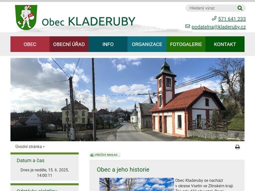 oficiální stránky obce kladeruby