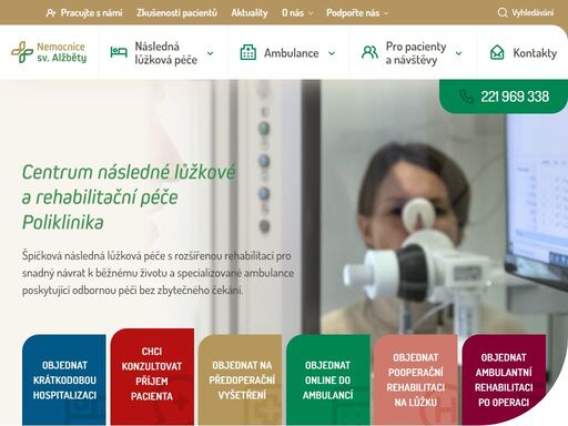 nemocnice sv. alžběty na slupi zajišťuje následnou lůžkovou péči s rozšířenou rehabilitací. ambulantní část nemocnice poskytuje péči celé řady odborných lékařů
