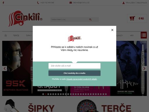 vítejte v našem specializovaném obchodě www.cinkili.cz. zaměřeném na šipky, terče, kulečník, deskové hry, poháry a trofeje. prodejna v praze a litvínově.