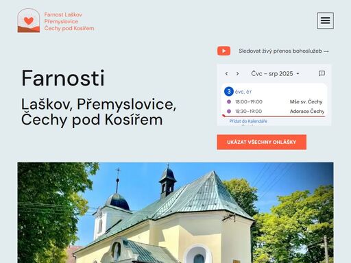 farnosti laškov, přemyslovice, čechy pod kosířem sledovat živý přenos bohoslužeb › ukázat všechny ohlášky usilujte o to,co pochází shůry,kde je kristus ohlá ...