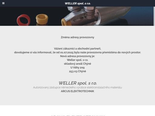 weller spol. s r.o., autorizovaný zástupce arcus elektrotechnik.zkratovací soupravy arcus.kabelová spojovací technika.