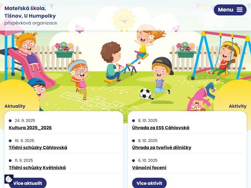 máme dvě pracoviště - humpolka v cáhlovské ulici a na květnické ulici. celkově máme pět věkově smíšených tříd (s dětmi od 3 let do 6 let).