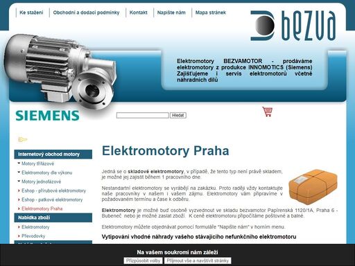 internetový obchod elektromotorů  prodejce firmy innomotics (siemens) dříve mez mohelnice..provádíme též opravy a převíjení elektromotorů, jak 3 fázových, tak jednofázových. 
