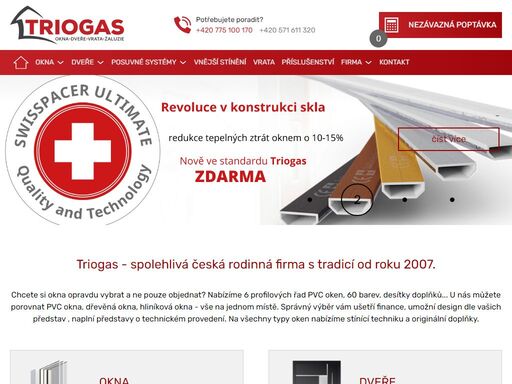 triogas s.r.o. - plastová, dřevěná a hliníková okna, stínicí technika. rodinná firma s tradicí od roku 2007