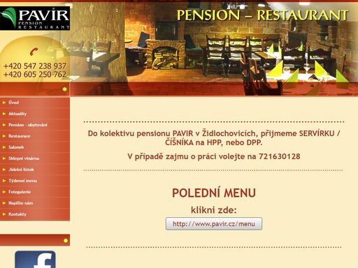ubytování v pensionu pavir v židlochovicích. restaurant a sklepní vinárna. pořádání hostin, recepcí, oslav, školení.